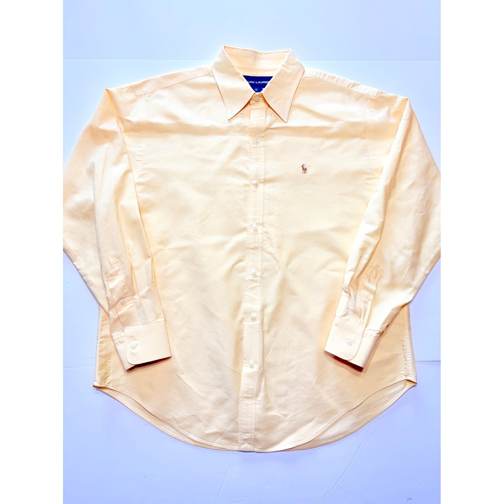 Ralph Lauren Mens 12 Yellow Cotton Oxford Button Down Long Sleeve Shirt